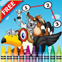 动物点到点,图画书为孩子1-6级:连接点着色页的学习游戏